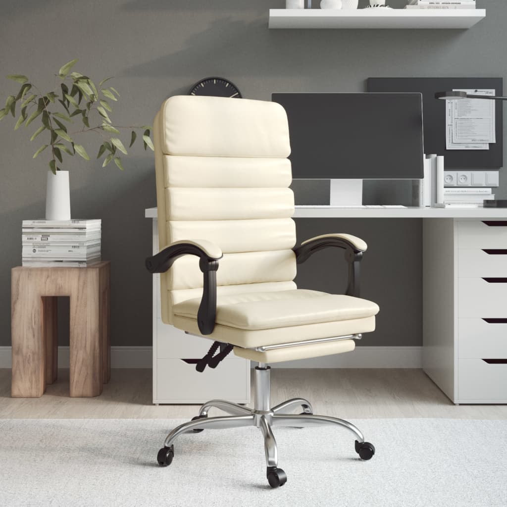 Kantoorstoel massage verstelbaar kunstleer crèmekleurig is nu te koop bij PeponiXL, paradijselijk wonen!