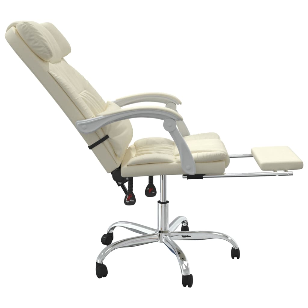 Kantoorstoel massage verstelbaar kunstleer crèmekleurig is nu te koop bij PeponiXL, paradijselijk wonen!