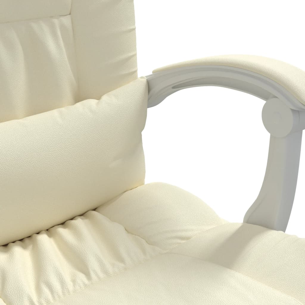Kantoorstoel massage verstelbaar kunstleer crèmekleurig is nu te koop bij PeponiXL, paradijselijk wonen!