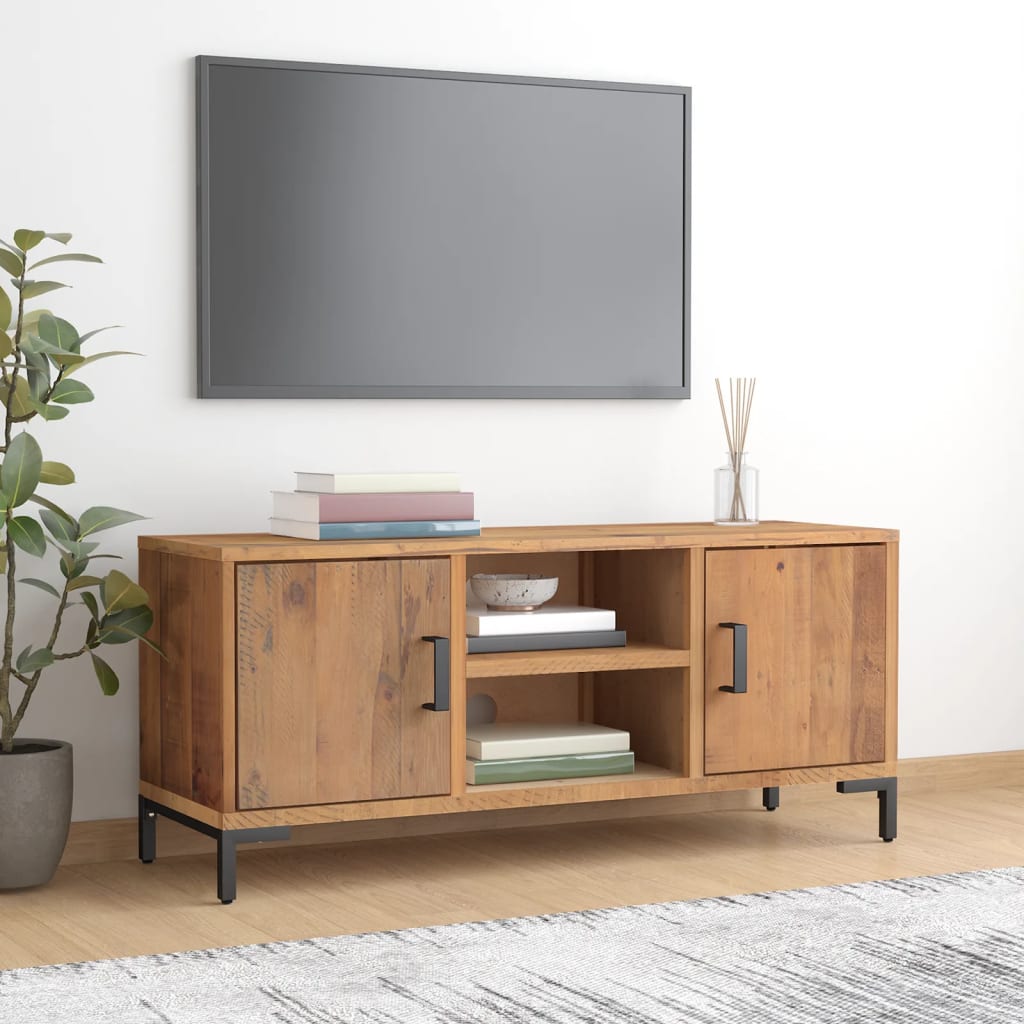 Tv-meubel 110x35x48 cm massief grenenhout bruin is nu te koop bij PeponiXL, paradijselijk wonen!