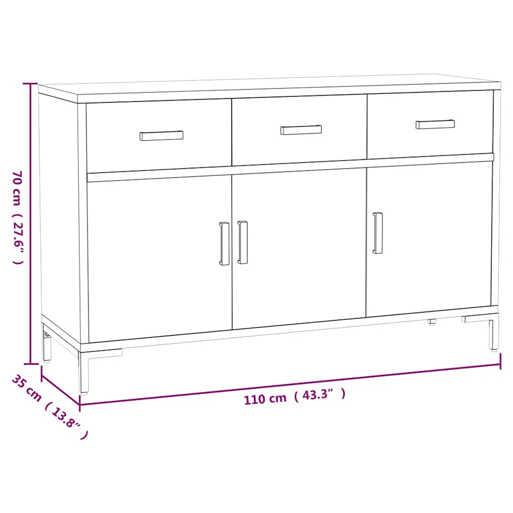 Dressoir 110x35x70 cm massief grenenhout bruin is nu te koop bij PeponiXL, paradijselijk wonen!