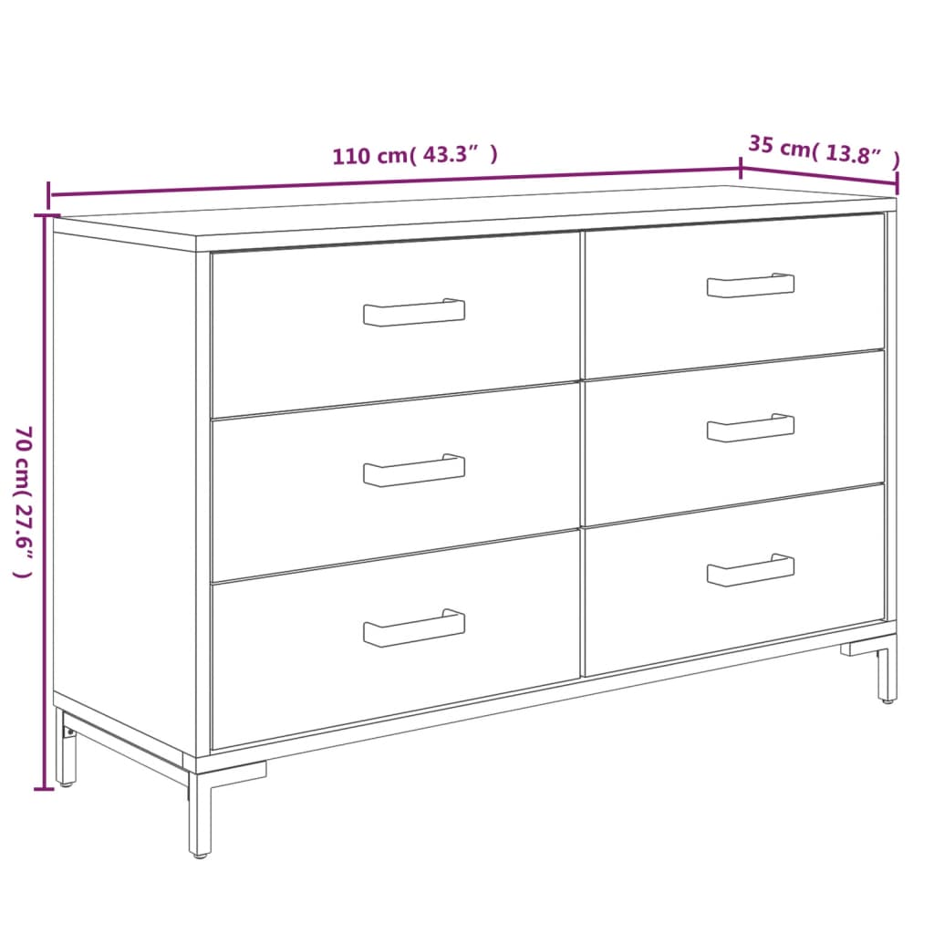 Dressoir 110x35x70 cm massief grenenhout bruin is nu te koop bij PeponiXL, paradijselijk wonen!