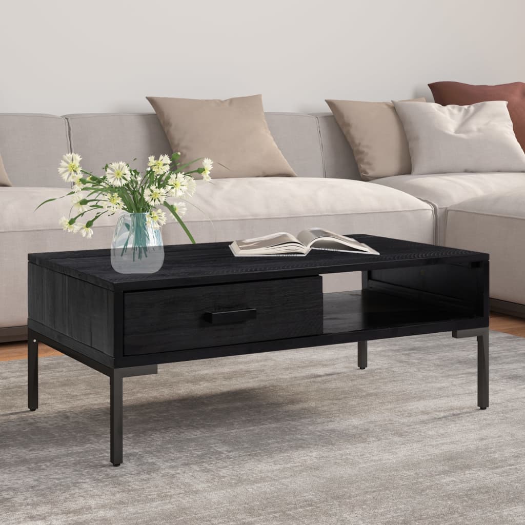 Salontafel 90x50x35 cm massief grenenhout zwart is nu te koop bij PeponiXL, paradijselijk wonen!