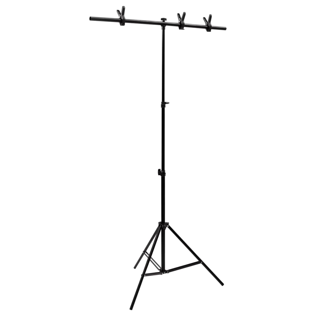 Achtergrondstandaard T-vormig 91x60x(70-200) cm zwart is nu te koop bij PeponiXL, paradijselijk wonen!