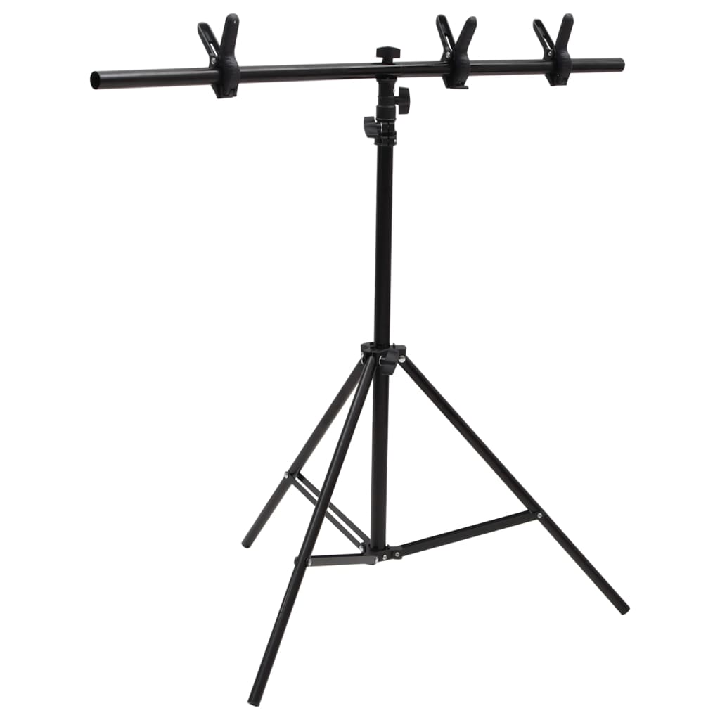 Achtergrondstandaard T-vormig 91x60x(70-200) cm zwart is nu te koop bij PeponiXL, paradijselijk wonen!