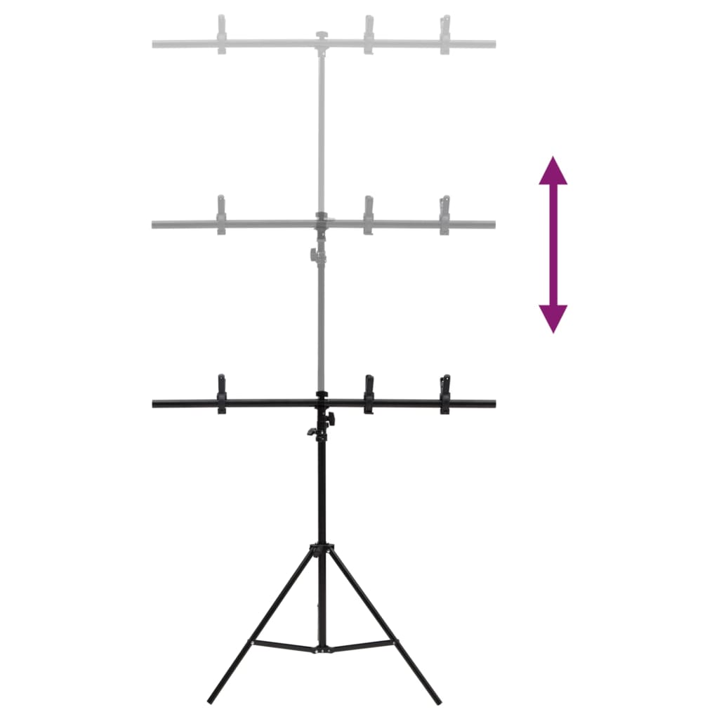 Achtergrondstandaard T-vormig 91x60x(70-200) cm zwart is nu te koop bij PeponiXL, paradijselijk wonen!