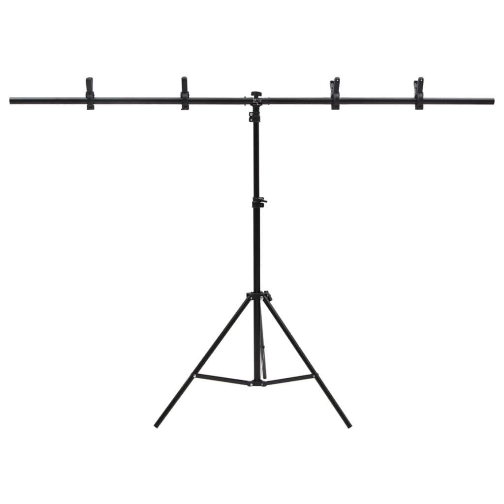 Achtergrondstandaard T-vormig 151x60x(70-200) cm zwart is nu te koop bij PeponiXL, paradijselijk wonen!