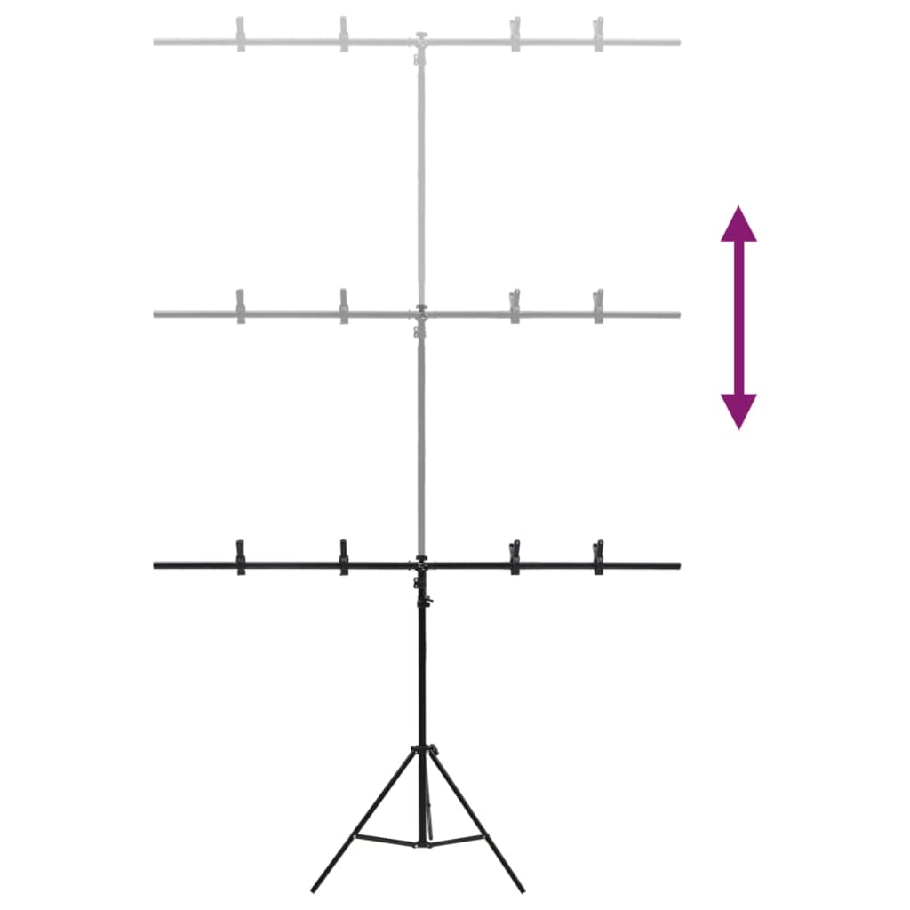 Achtergrondstandaard T-vormig 151x60x(70-200) cm zwart is nu te koop bij PeponiXL, paradijselijk wonen!