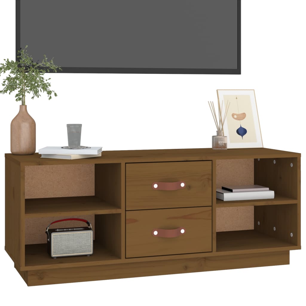 Tv-meubel 100x34x40 cm massief grenenhout honingbruin is nu te koop bij PeponiXL, paradijselijk wonen!