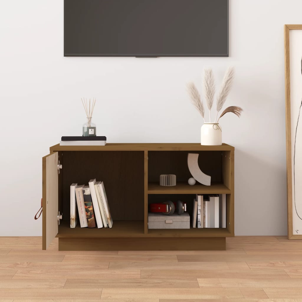 Tv-meubel 70x34x40 cm massief grenenhout honingbruin is nu te koop bij PeponiXL, paradijselijk wonen!