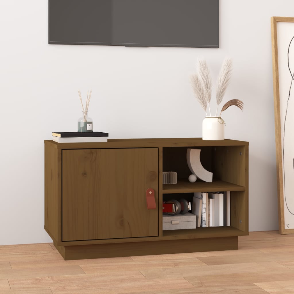 Tv-meubel 70x34x40 cm massief grenenhout honingbruin is nu te koop bij PeponiXL, paradijselijk wonen!