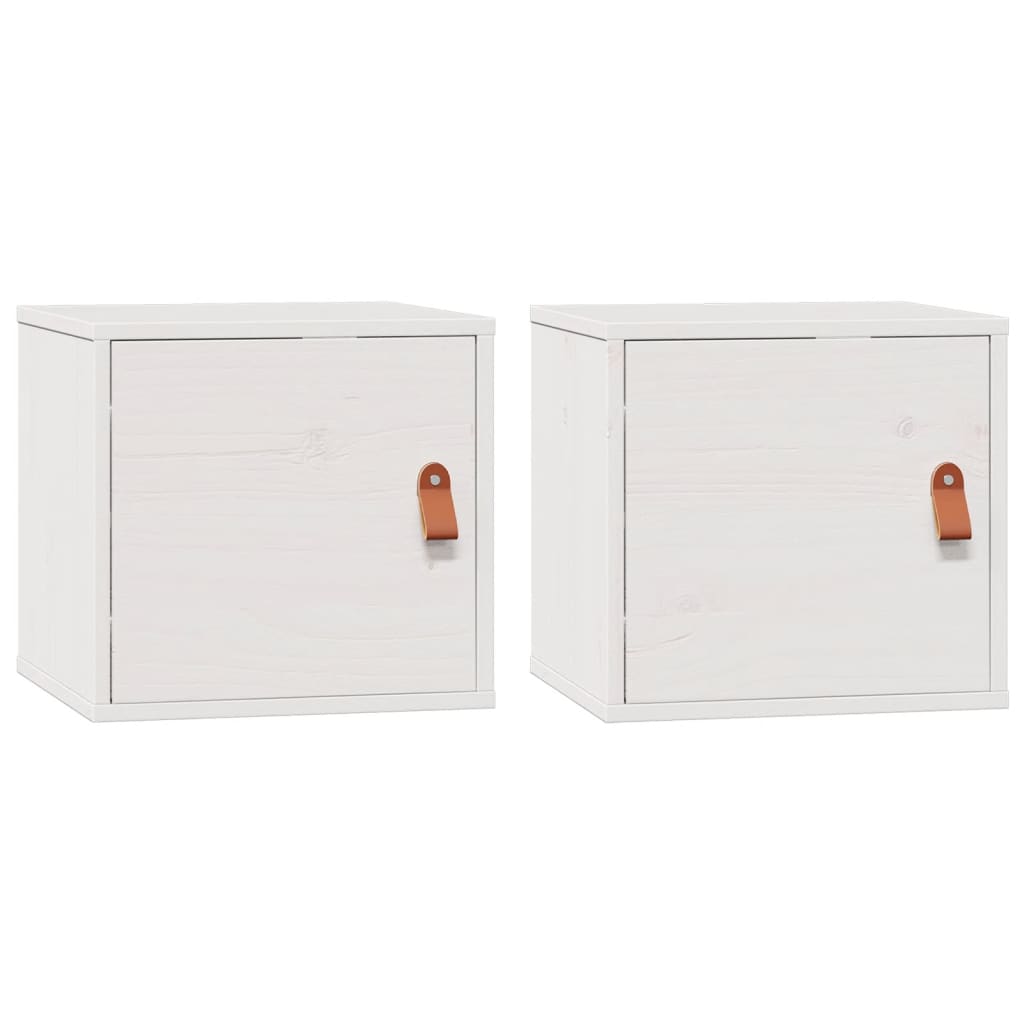Wandkasten 2 st 31,5x30x30 cm massief grenenhout wit is nu te koop bij PeponiXL, paradijselijk wonen!