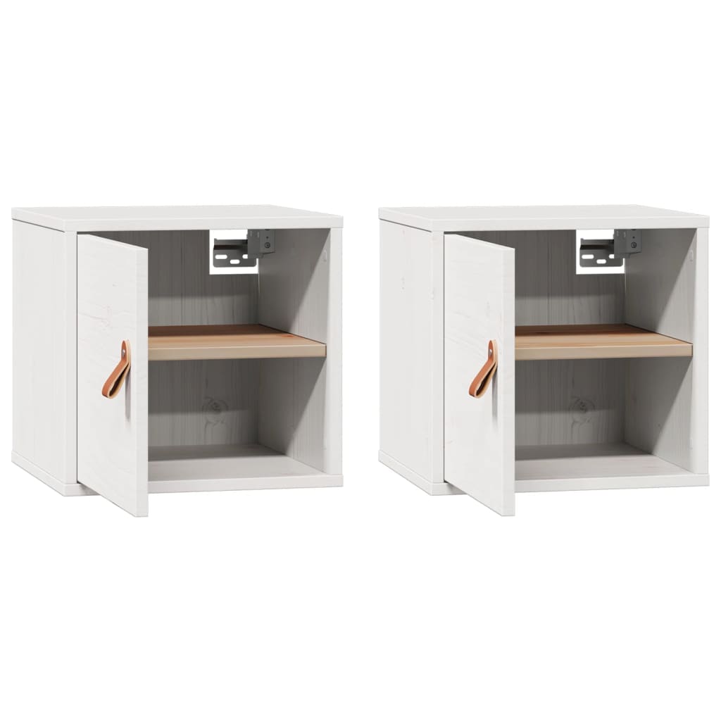 Wandkasten 2 st 31,5x30x30 cm massief grenenhout wit is nu te koop bij PeponiXL, paradijselijk wonen!