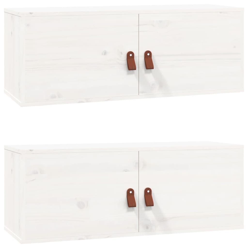 Wandkasten 2 st 80x30x30 cm massief grenenhout wit is nu te koop bij PeponiXL, paradijselijk wonen!