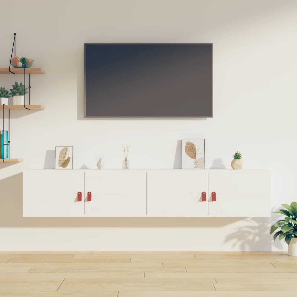 Wandkasten 2 st 80x30x30 cm massief grenenhout wit is nu te koop bij PeponiXL, paradijselijk wonen!