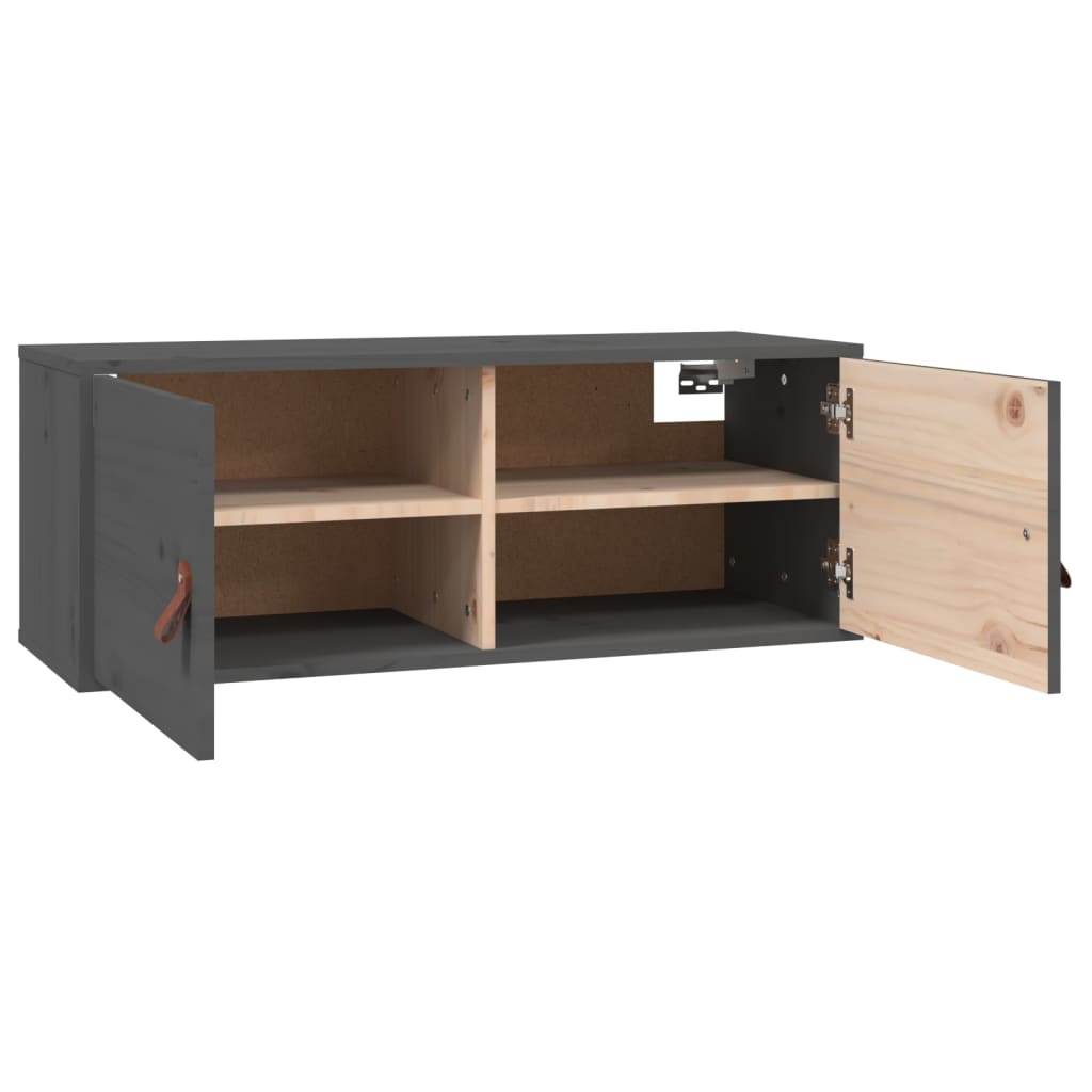Wandkasten 2 st 80x30x30 cm massief grenenhout grijs
