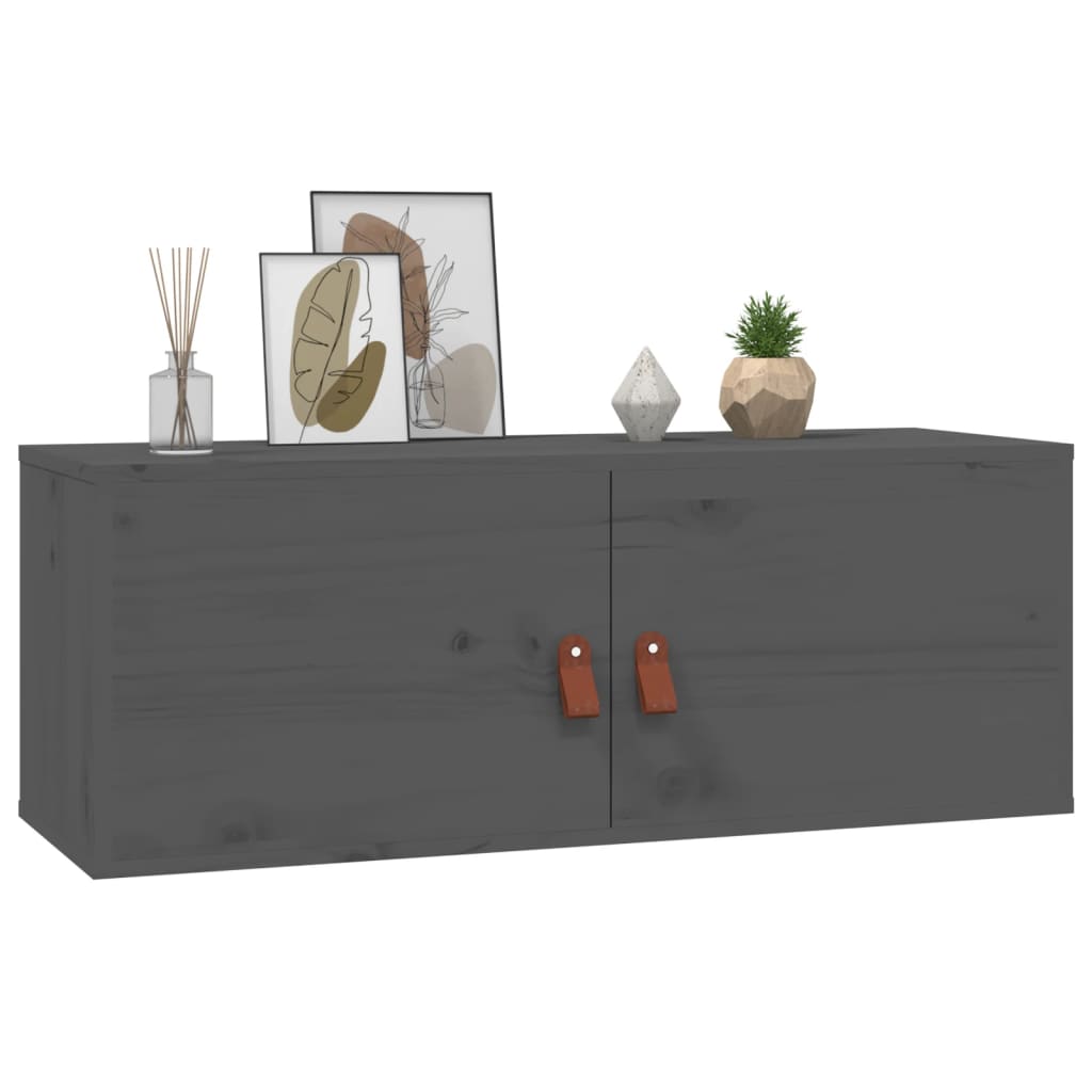 Wandkasten 2 st 80x30x30 cm massief grenenhout grijs
