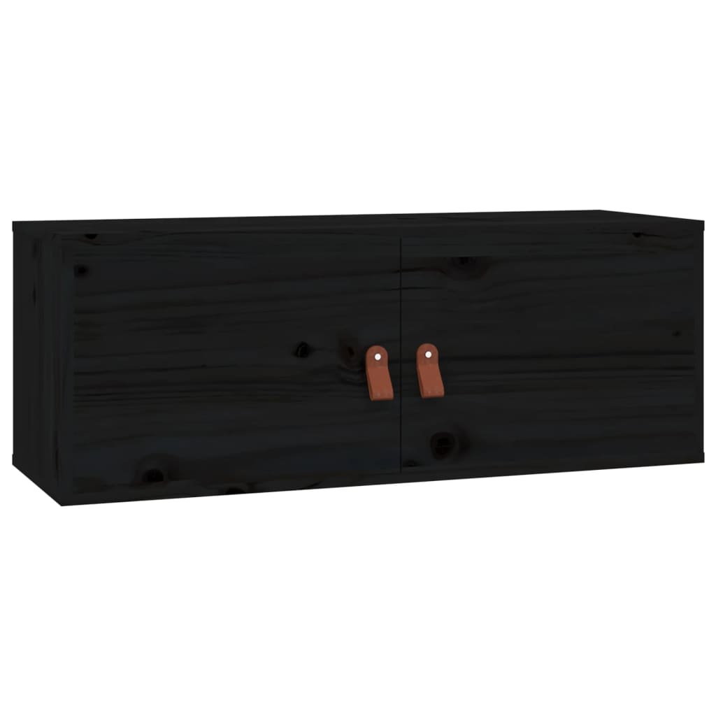 Wandkast 80x30x30 cm massief grenenhout zwart