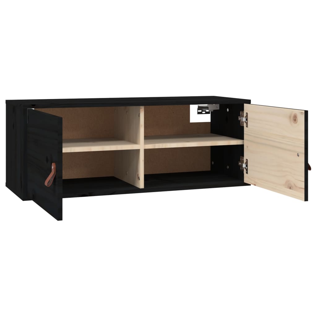 Wandkast 80x30x30 cm massief grenenhout zwart