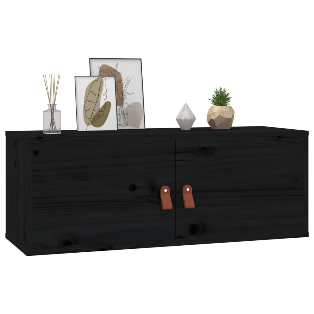 Wandkast 80x30x30 cm massief grenenhout zwart