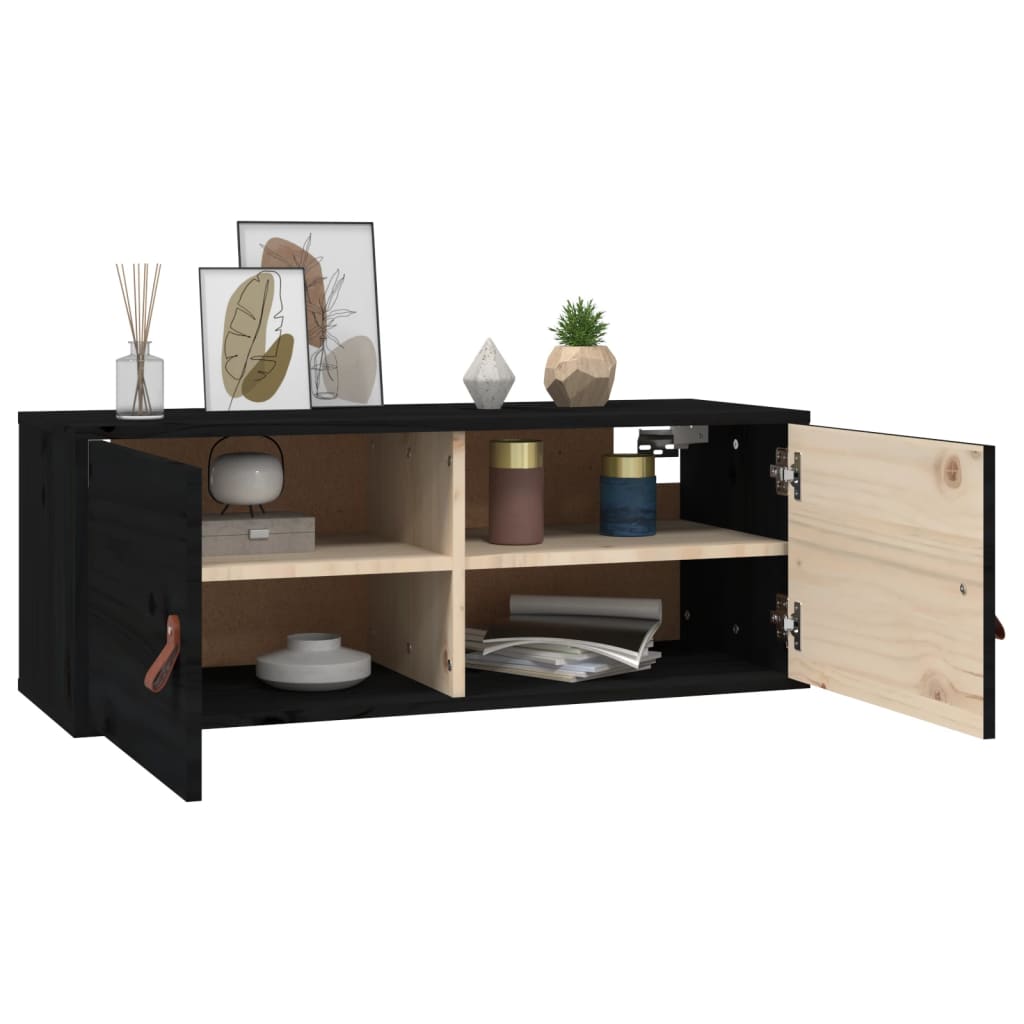 Wandkast 80x30x30 cm massief grenenhout zwart