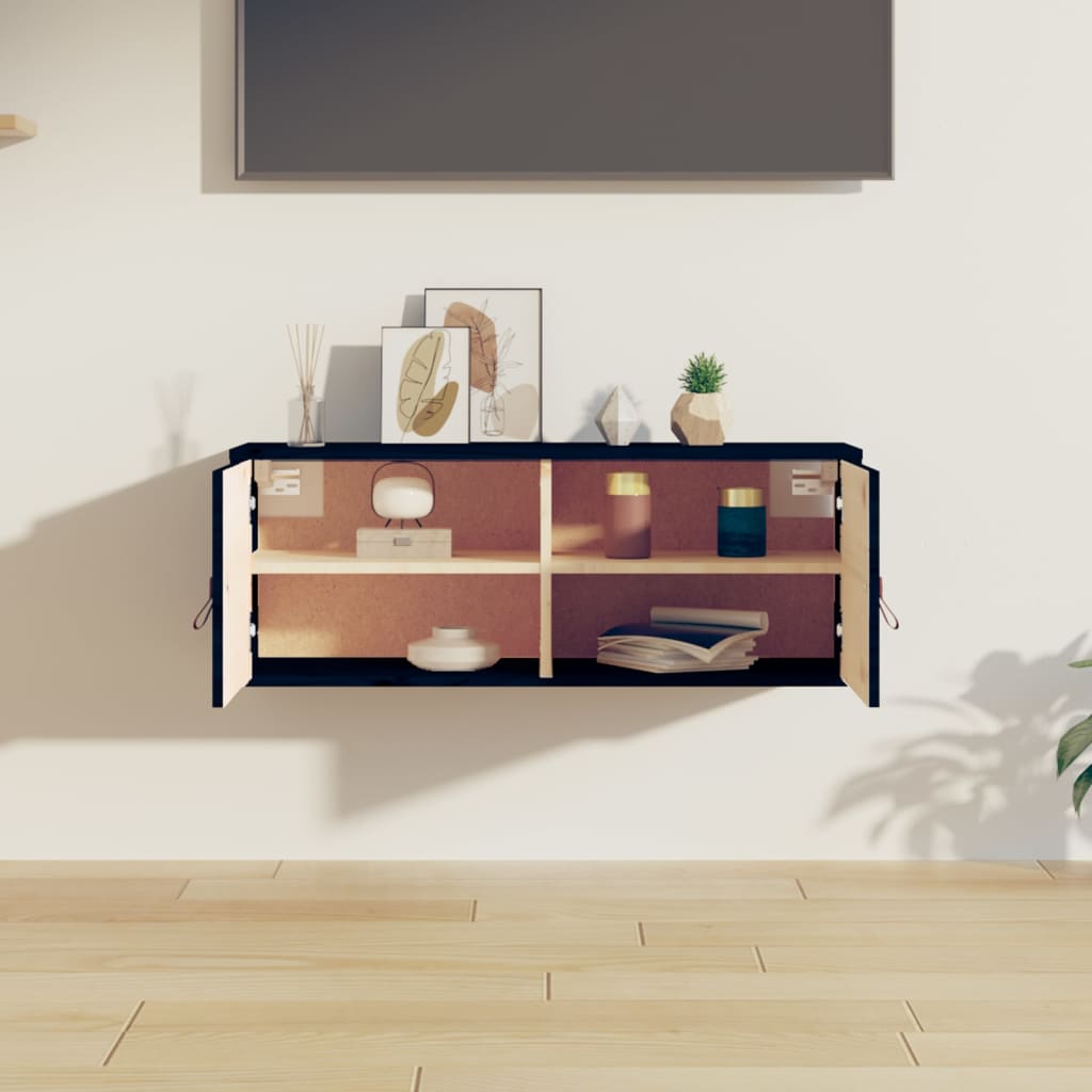 Wandkast 80x30x30 cm massief grenenhout zwart