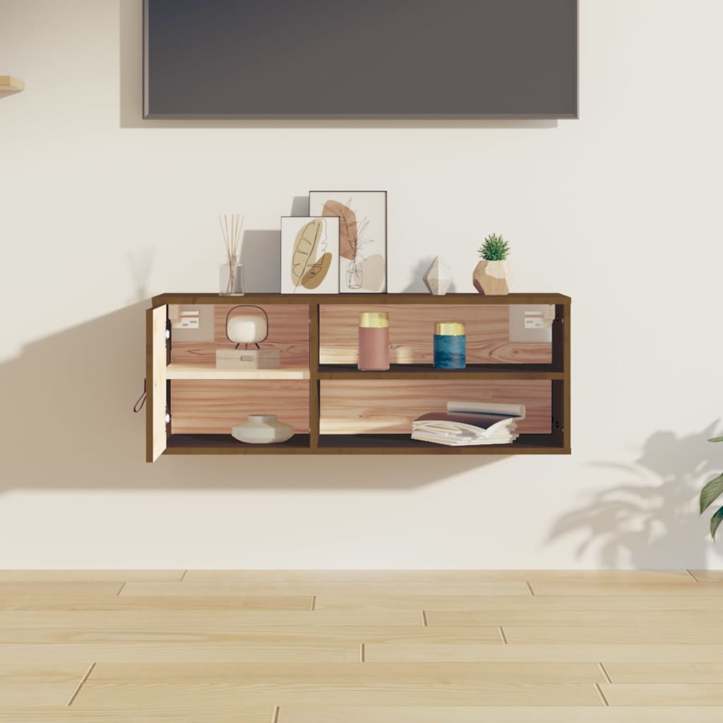 Wandkast 80x30x30 cm massief grenenhout honingbruin is nu te koop bij PeponiXL, paradijselijk wonen!