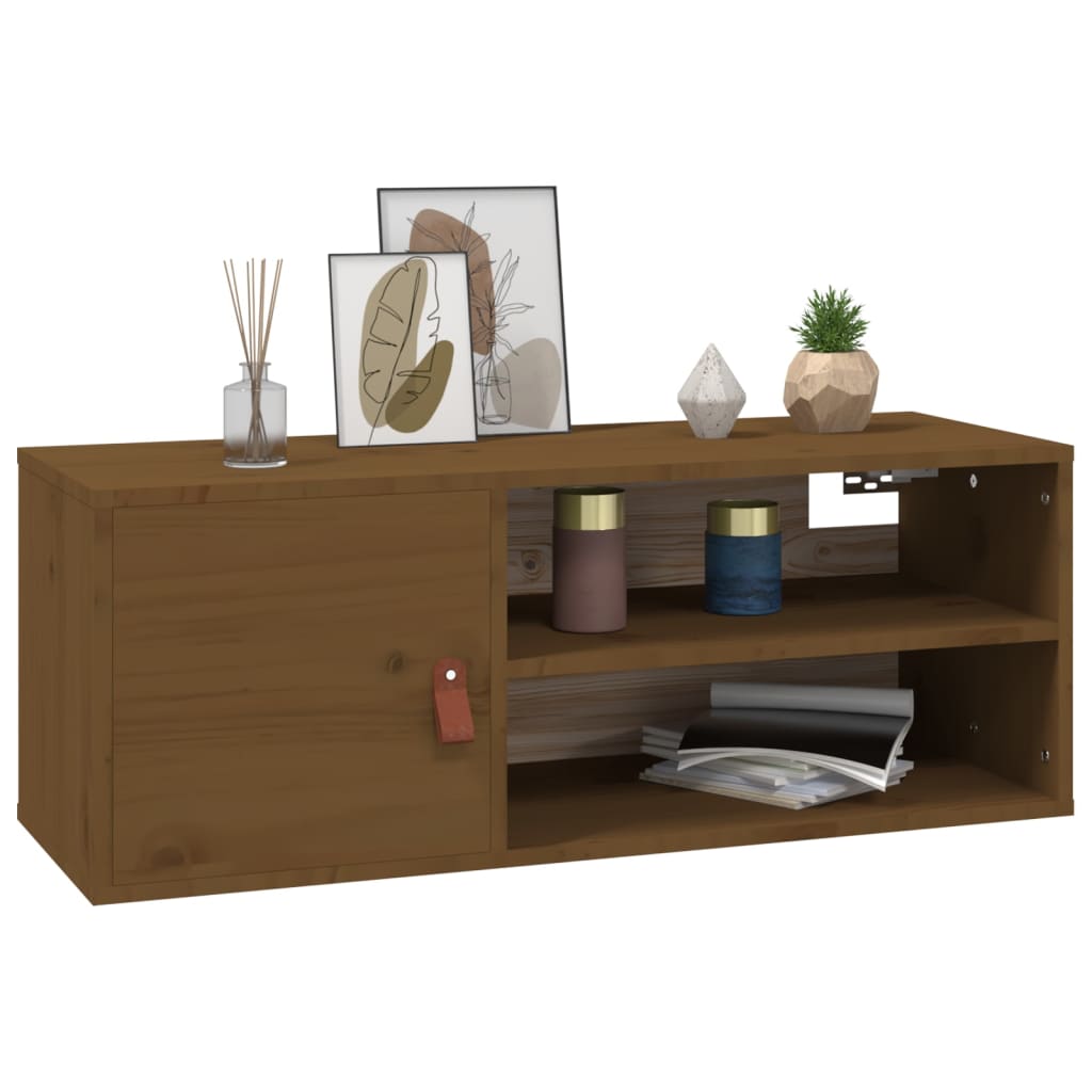 Wandkast 80x30x30 cm massief grenenhout honingbruin is nu te koop bij PeponiXL, paradijselijk wonen!