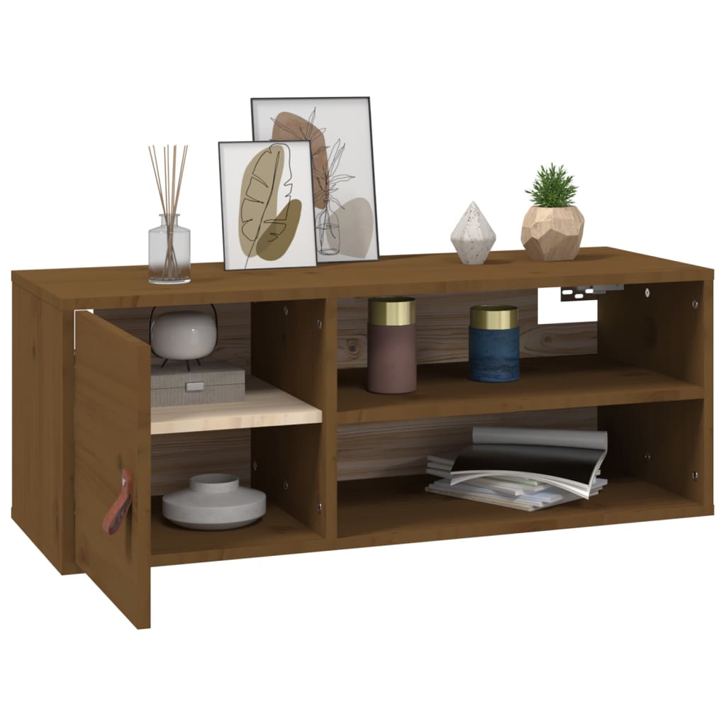 Wandkast 80x30x30 cm massief grenenhout honingbruin is nu te koop bij PeponiXL, paradijselijk wonen!