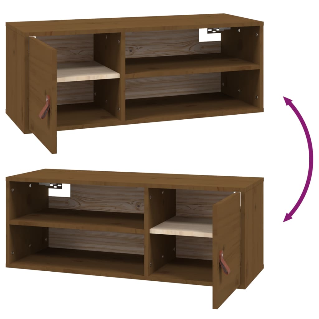 Wandkast 80x30x30 cm massief grenenhout honingbruin is nu te koop bij PeponiXL, paradijselijk wonen!