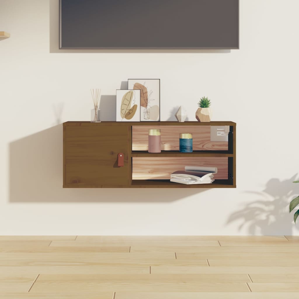 Wandkast 80x30x30 cm massief grenenhout honingbruin is nu te koop bij PeponiXL, paradijselijk wonen!
