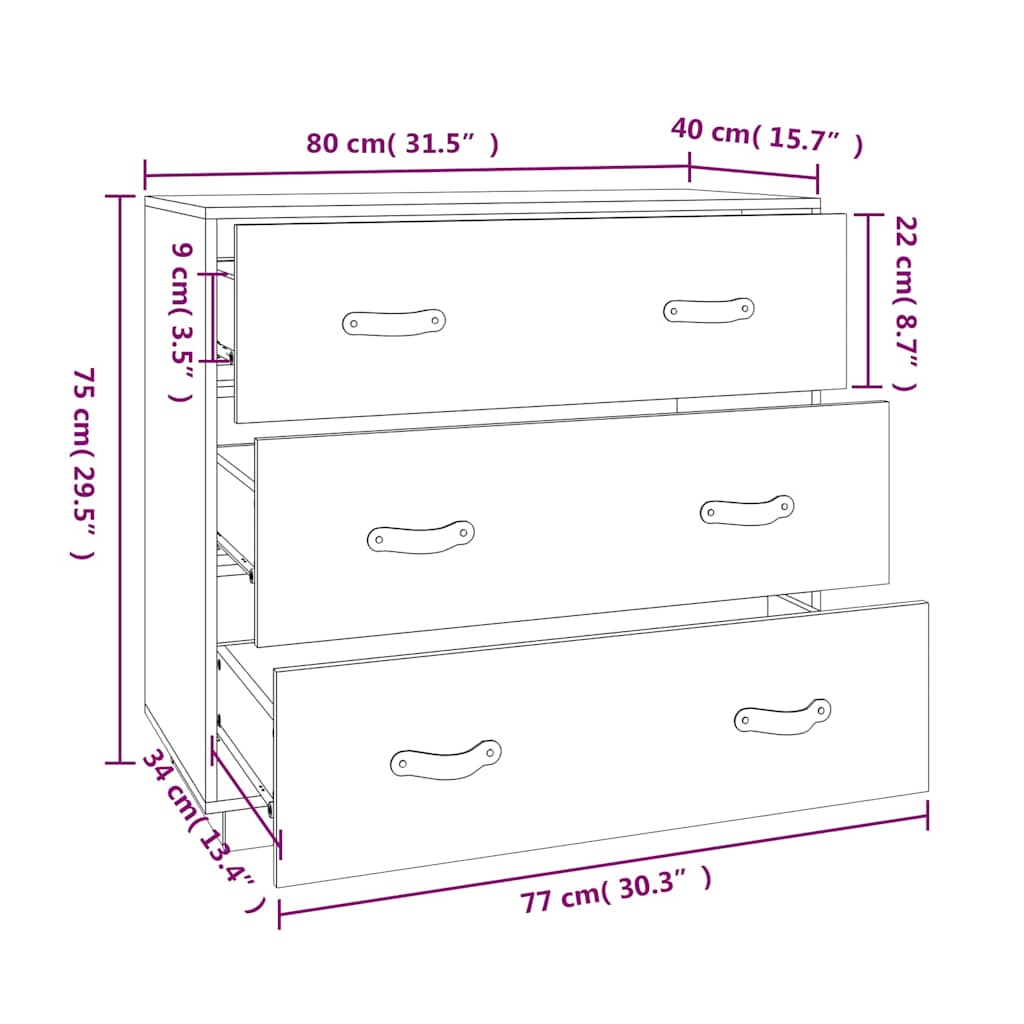 Dressoir 80x40x75 cm massief grenenhout is nu te koop bij PeponiXL, paradijselijk wonen!