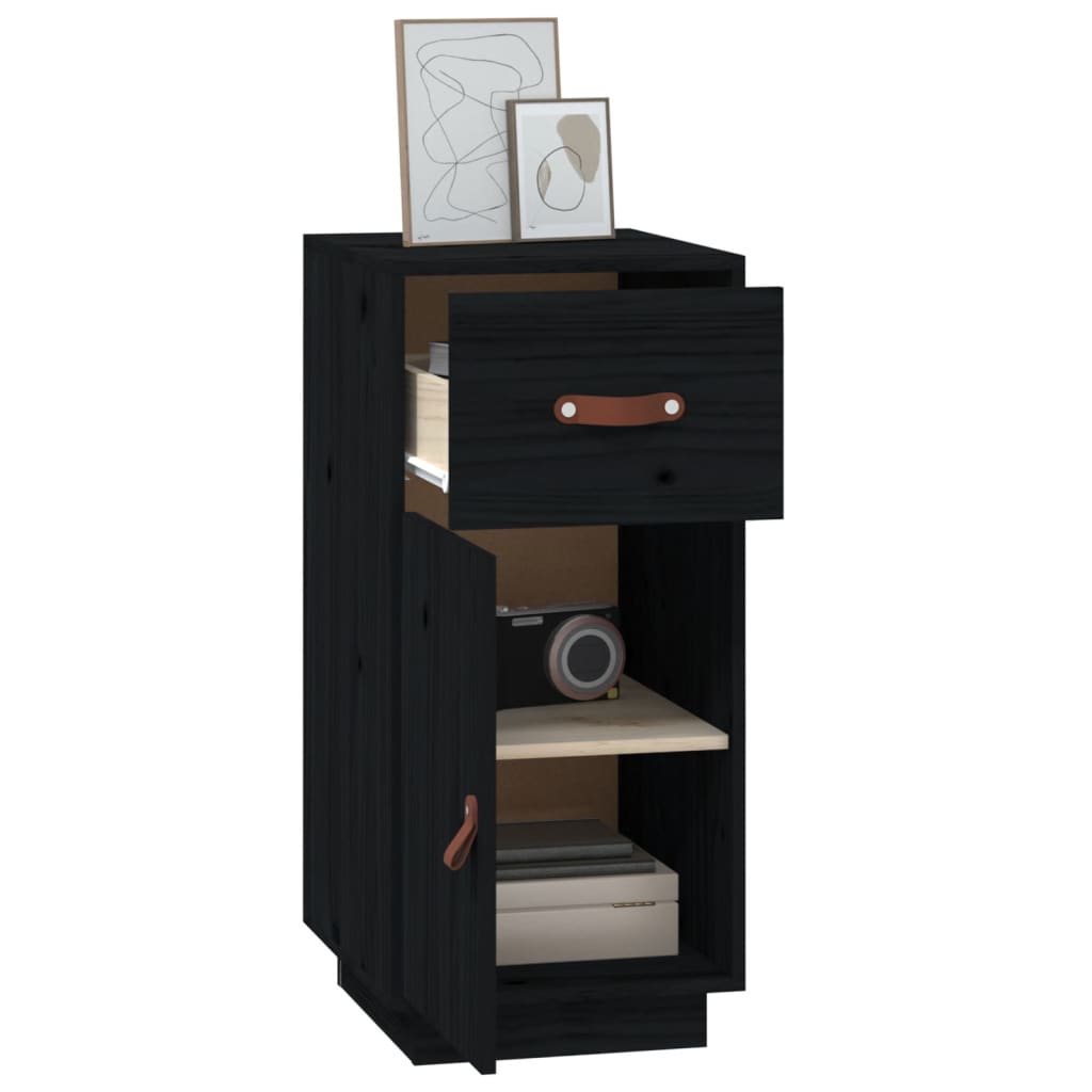 Dressoir 34x40x75 cm massief grenenhout zwart is nu te koop bij PeponiXL, paradijselijk wonen!