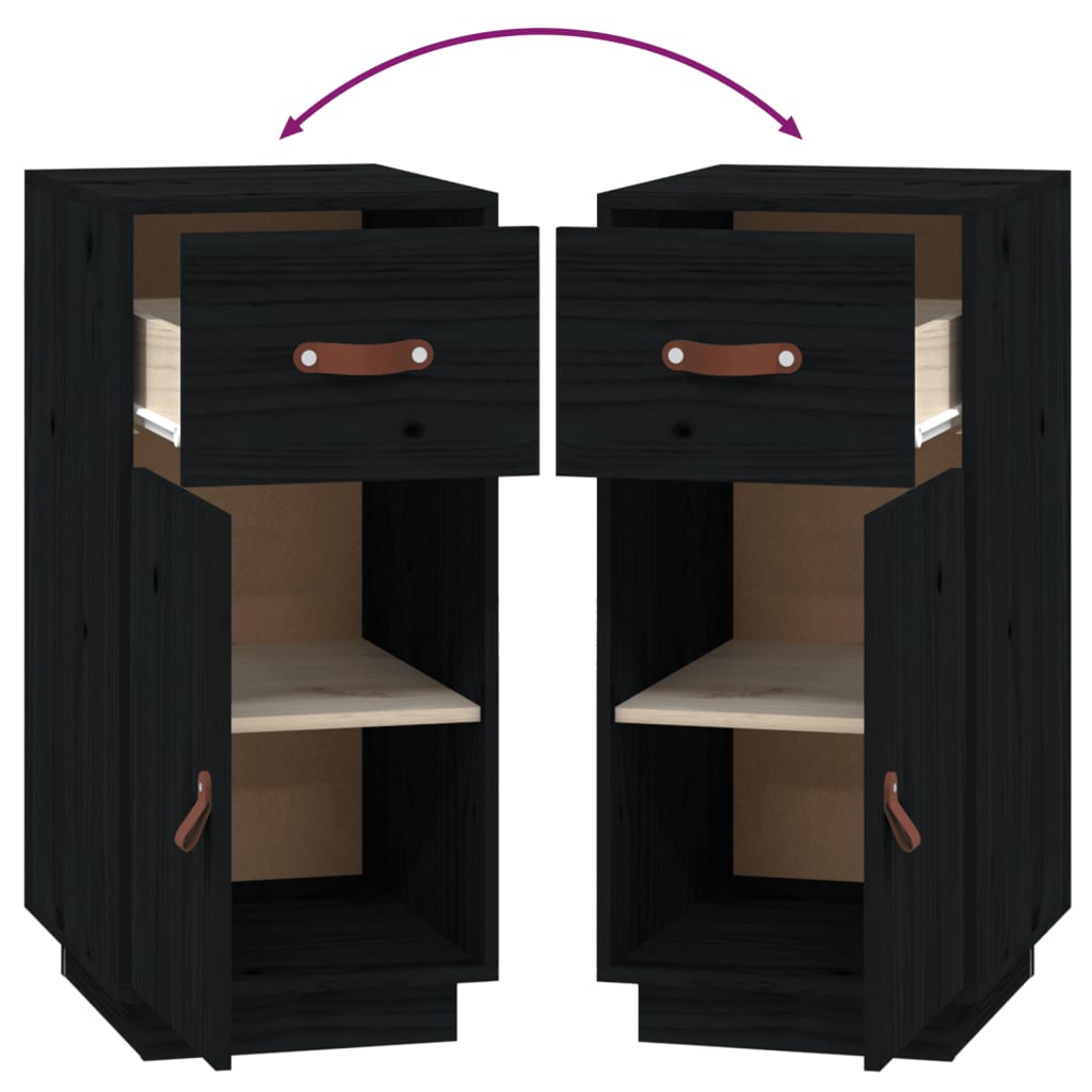 Dressoir 34x40x75 cm massief grenenhout zwart is nu te koop bij PeponiXL, paradijselijk wonen!
