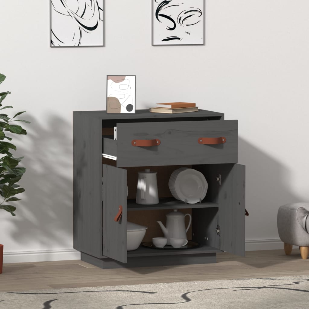 Dressoir 65,5x40x75 cm massief grenenhout grijs is nu te koop bij PeponiXL, paradijselijk wonen!