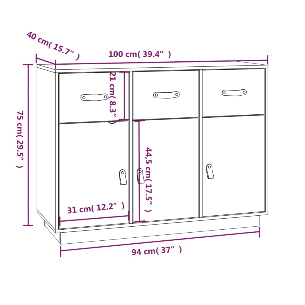Dressoir 100x40x75 cm massief grenenhout is nu te koop bij PeponiXL, paradijselijk wonen!