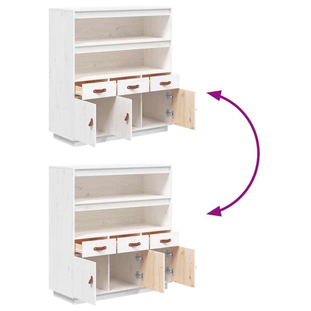 Hoge kast 100x40x108,5 cm massief grenenhout wit is nu te koop bij PeponiXL, paradijselijk wonen!
