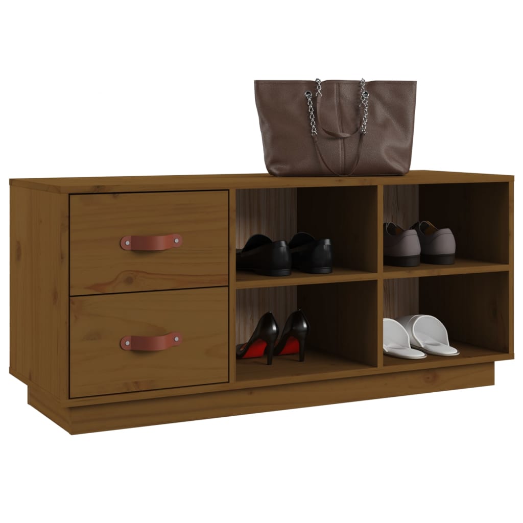 Schoenenbank 100x34x45 cm massief grenenhout honingbruin is nu te koop bij PeponiXL, paradijselijk wonen!