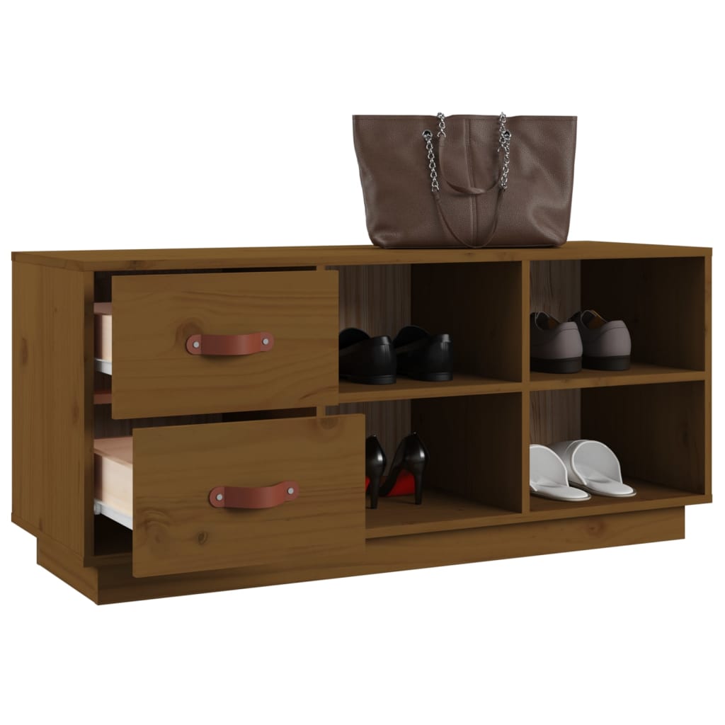 Schoenenbank 100x34x45 cm massief grenenhout honingbruin is nu te koop bij PeponiXL, paradijselijk wonen!