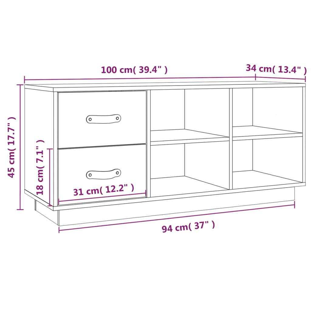 Schoenenbank 100x34x45 cm massief grenenhout honingbruin is nu te koop bij PeponiXL, paradijselijk wonen!