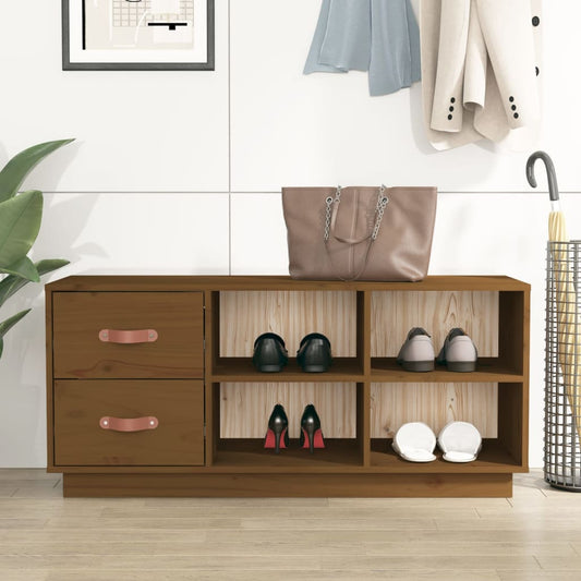 Schoenenbank 100x34x45 cm massief grenenhout honingbruin is nu te koop bij PeponiXL, paradijselijk wonen!