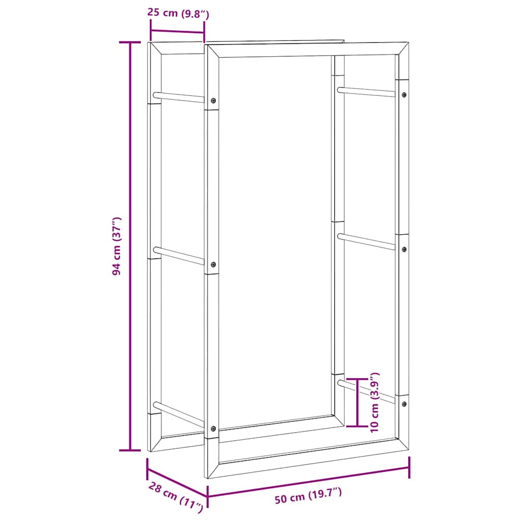 Haardhoutrek 50x28x94 cm staal matzwart is nu te koop bij PeponiXL, paradijselijk wonen!