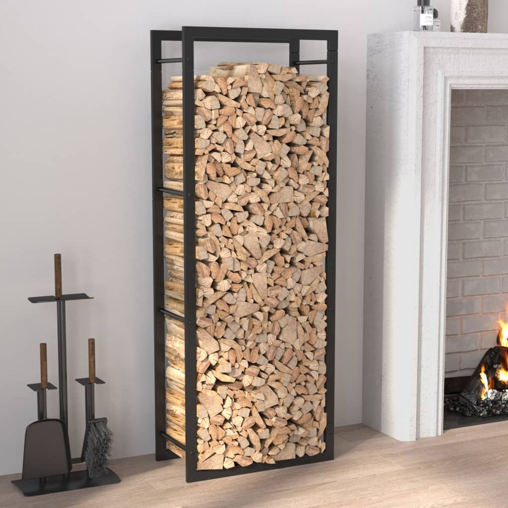 Haardhoutrek 50x28x132 cm staal matzwart is nu te koop bij PeponiXL, paradijselijk wonen!