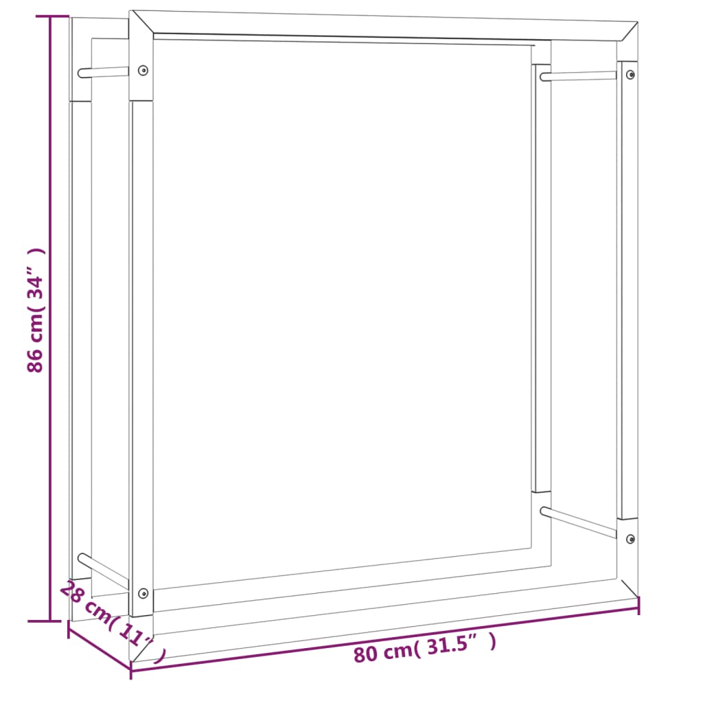 Haardhoutrek 80x28x86 cm staal matzwart is nu te koop bij PeponiXL, paradijselijk wonen!