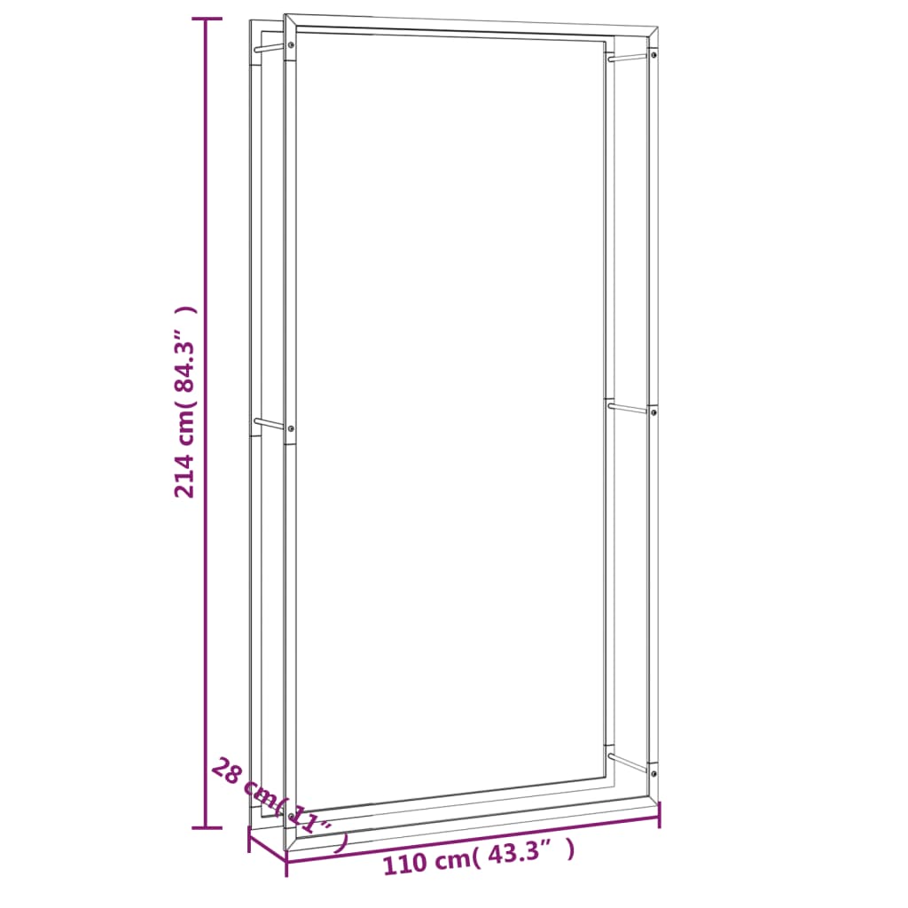 Haardhoutrek 110x28x214 cm staal matzwart is nu te koop bij PeponiXL, paradijselijk wonen!