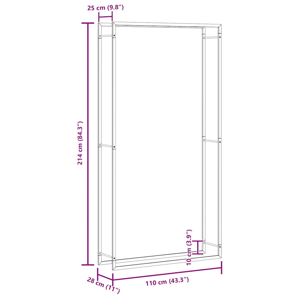 Haardhoutrek 110x28x214 cm staal matzwart is nu te koop bij PeponiXL, paradijselijk wonen!
