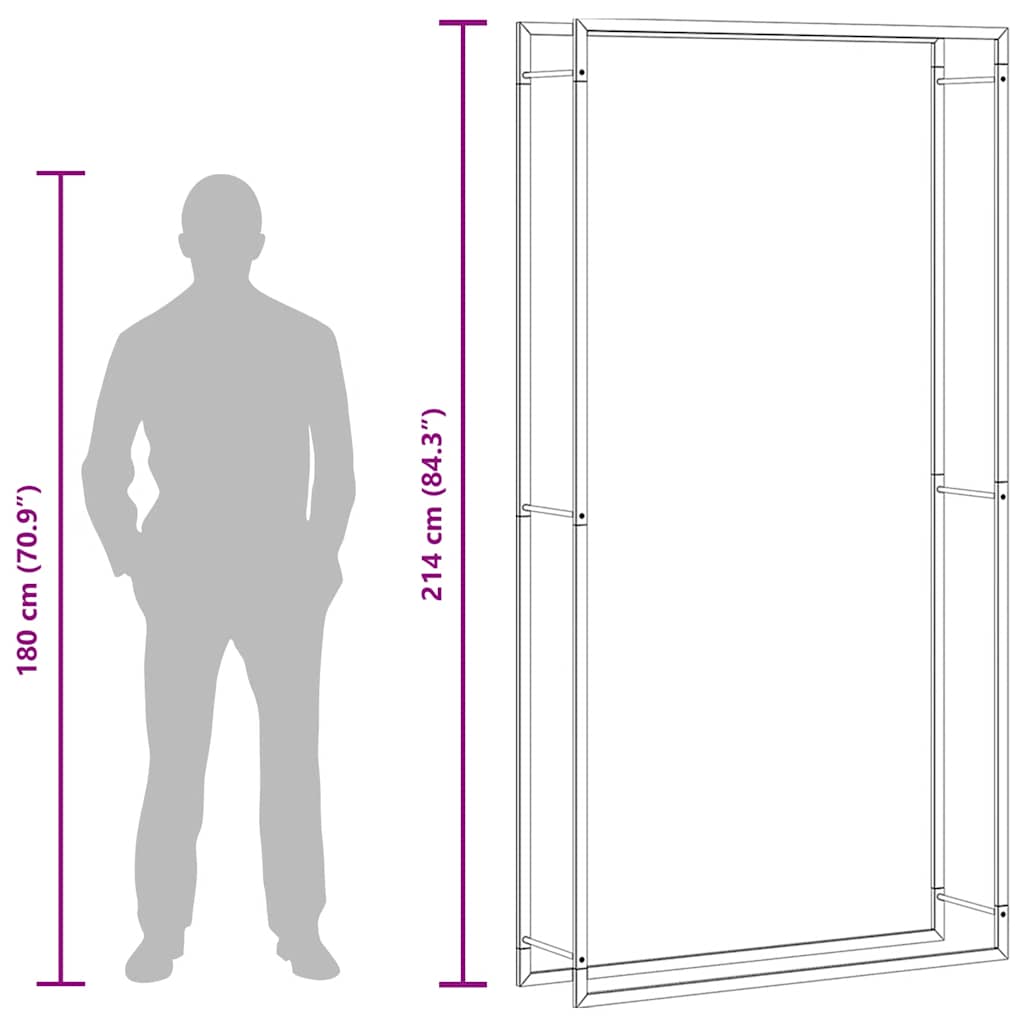 Haardhoutrek 110x28x214 cm staal matzwart is nu te koop bij PeponiXL, paradijselijk wonen!
