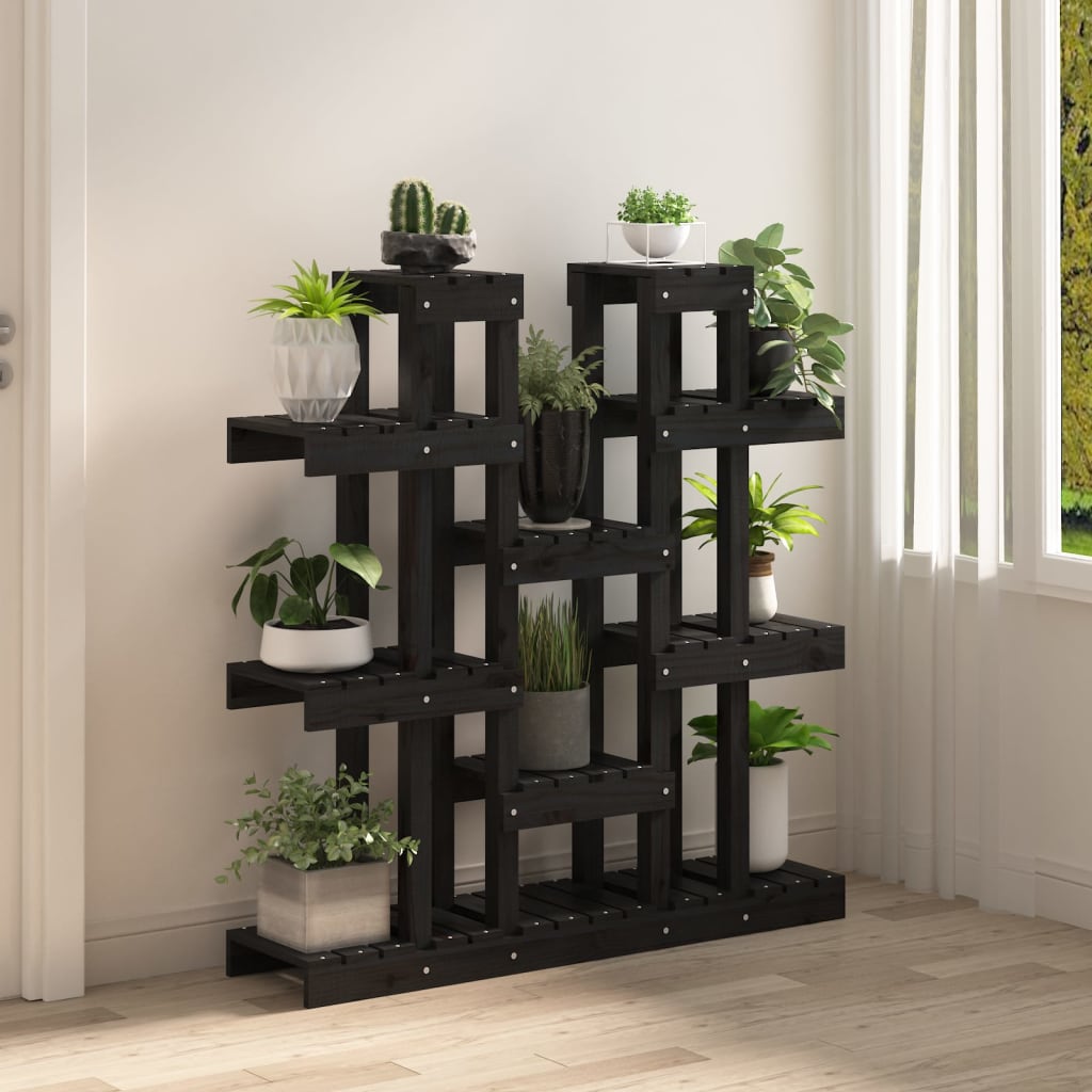 Plantenstandaard 104,5x25x109,5 cm massief grenenhout zwart is nu te koop bij PeponiXL, paradijselijk wonen!