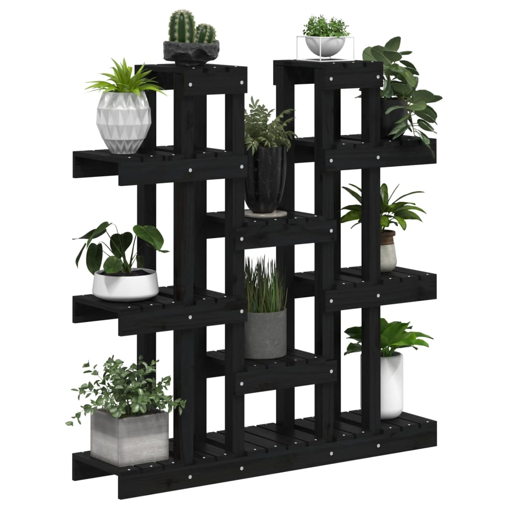 Plantenstandaard 104,5x25x109,5 cm massief grenenhout zwart is nu te koop bij PeponiXL, paradijselijk wonen!