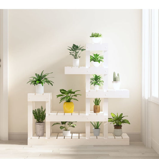 Plantenstandaard 92x25x97 cm massief grenenhout wit is nu te koop bij PeponiXL, paradijselijk wonen!